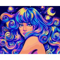 Картина за номерами "SANTI" /954518/ "Космічна дівчина" 40*50 см неонові фарби
