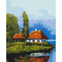 Картина за номерами "Brushme" /BS53152/ "Хатинка біля озера" 40*50см