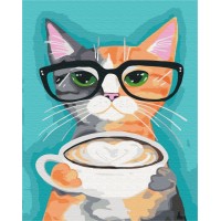 Картина за номерами "Brushme" /BS22698/ "Кіт і кава" 40*50см