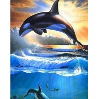 Алмазна мозаїка "Go to art" /178112/ "Наші друзі дельфіни" 20*30см на підрамнику