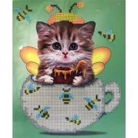 Алмазна мозаїка "Go to art" /188158/ "Кошенятко-бджілка" 21*25 см на картоні 5D