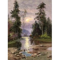 Алмазна мозаїка "Go to art" /189681/ "Річковий краєвид у вечірньому світлі" 40*50 см на підрамнику