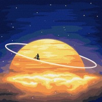 Картина за номерами "Ідейка" /KHO9546/ "Навколо сатурну з фарбами металiк" 50*50см