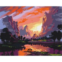 Картина за номерами "Brushme" /BS51977/ "Яскравий захід сонця в горах" 40*50см