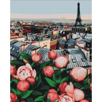 Картина за номерами "Brushme" /BS53781/ "Піони з видом на Париж" 40*50см