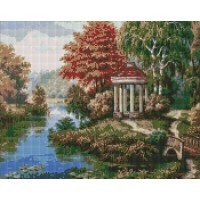 Алмазна мозаїка "Ідейка" /AMO7339/ "Альтанка біля річки" 40*50см
