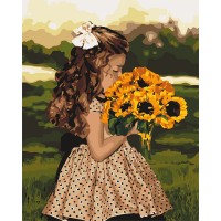 Картина за номерами "Ідейка" /KHO4662/ "Дівчинка з соняшниками", 40*50см