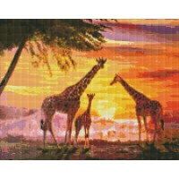 Алмазна мозаїка "Ідейка" /AMO7327/ "Сім`я жирафів" 40*50см