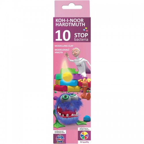 Пластилин "KIN" 10 цв. 200г "Stop bacteria" карт.уп. 131810 (1/30) - для вас Канц Киев