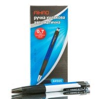Ручка автомат "AIHAO" /AH505/ синя, 0,7мм (12/144/2304)