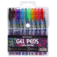 Набір гелевих ручок "JO" /F1233-12/ "Gel pens" глітер 12кол., PVC (1/12/288)