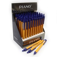 Ручка масляна автомат "PIANO" /208PT/ 0,7мм, синя, ТРИКУТНА, жовтий корпус (50/2400)