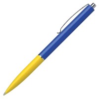 Ручка автомат "SCHNEIDER" /K15/S930815/ 0,7мм, СИНЯ, корпус жовто-синій (10/50/1500)