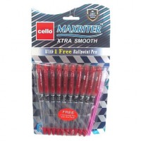 Ручка кулькова/масляна CELLO "Maxriter" /727_B red-/ червона, + доп.ручка (синій блістер) (10/100/600/2400)