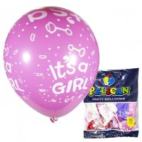 Кульки повітряні "Pelican" /1250-510/ 12'(30 см), рожевий - It's girl, 50шт/уп (1/100)