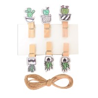 Набор прищепок деревянных Santi декоративных "Fashion cacti", 3.5 см, 6 шт./уп.