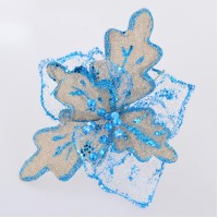 Цветок пуансеттии “Шик-модерн” голубой, 28*28см