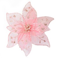 Цветок пуансеттии полупрозрачный нежно-розовый, 18*18см