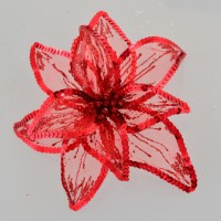 Цветок пуансеттии “Роскошь” полупрозрачный красный, 23*23см