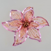 Цветок пуансеттии “Роскошь” полупрозрачный розовый, 23*23см
